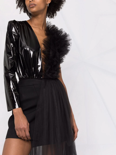 Alchemy X Lia Aram Ruffle-detail Bodysuit In Black