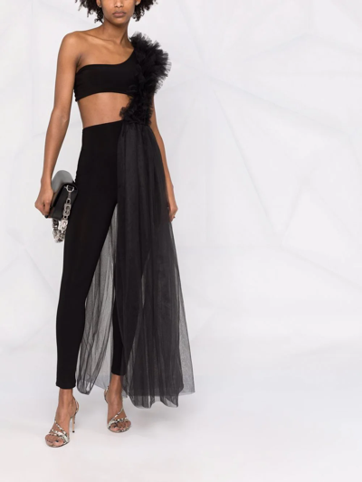 Shop Alchemy X Lia Aram Asymmetric Ruffle-detail Jumpsuit In Black