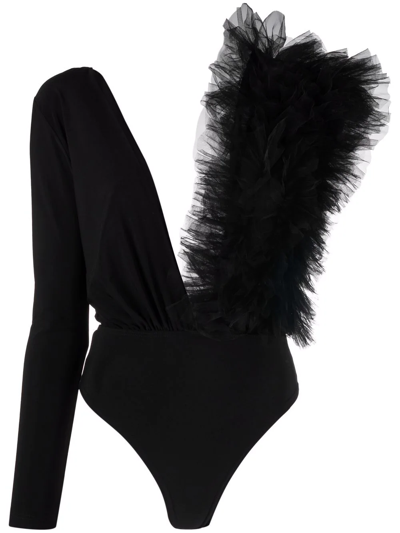 Shop Alchemy X Lia Aram Ruffle-detail Bodysuit In Black