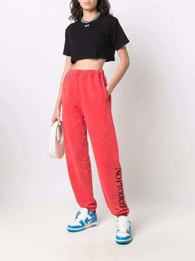 Shop Aries Logo-print Jersey Track Pants In Red