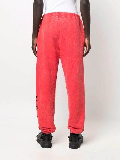 Shop Aries Logo-print Jersey Track Pants In Red