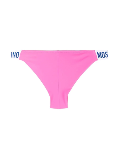 Shop Moschino Logo-waistband Bikini Bottom In Pink