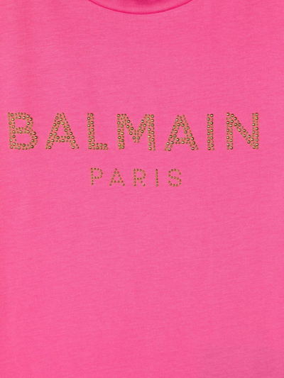 Shop Balmain Logo-print Cotton T-shirt In Pink