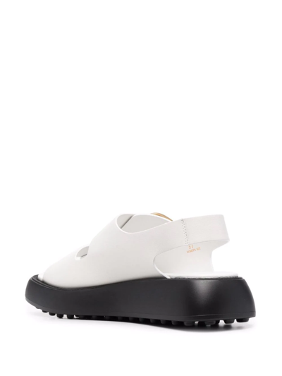 Tod's Buckled Leather Sandals In White