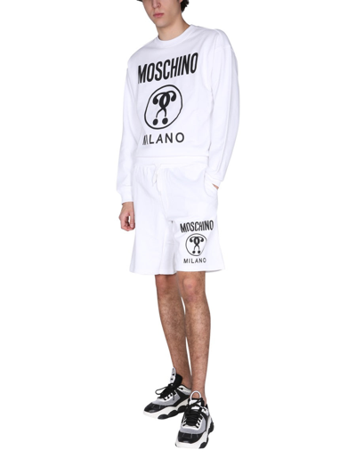 Shop Moschino "double Question Mark" Shorts In White