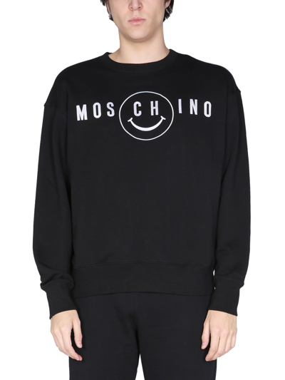Shop Moschino "smile" Sweatshirt In Black