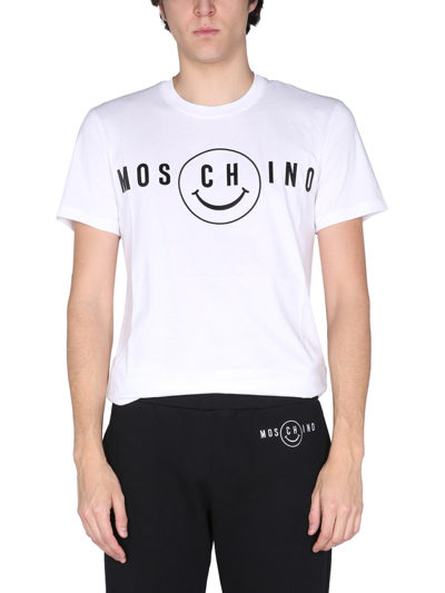 Shop Moschino "smile" T-shirt In White