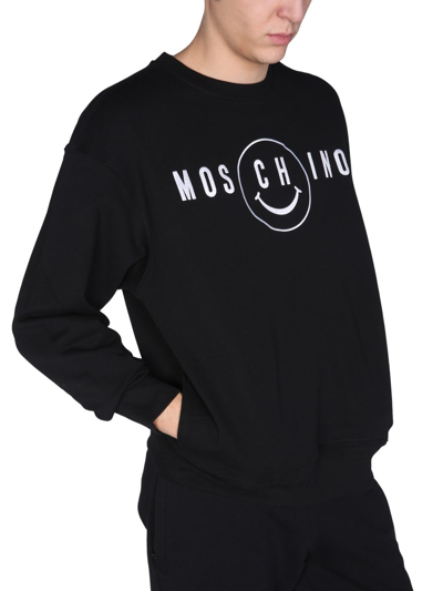 Shop Moschino "smile" Sweatshirt In Black