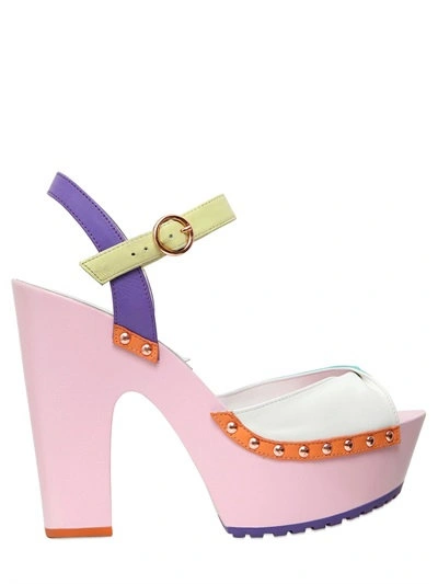 Sophia Webster 130mm Aqua Suede & Leather Sandals In Multicolor