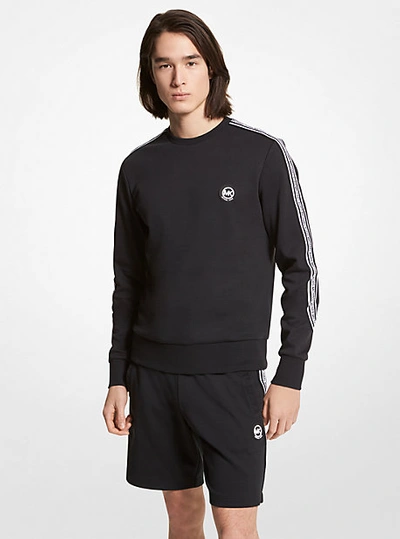 Shop Michael Kors Logo Tape Cotton Blend Sweatshirt In Black