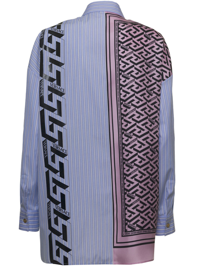 Shop Versace Multicolor Silk Shirt With Foulard Monogram Detail