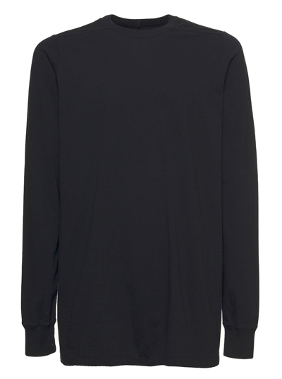 Shop Rick Owens Cotton Crew Neck Sweater With Long Sleeves In Black