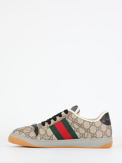 Shop Gucci Screener Sneakers In Beige