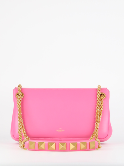 Shop Valentino Stud Sign Fuchsia Bag In Fuxia