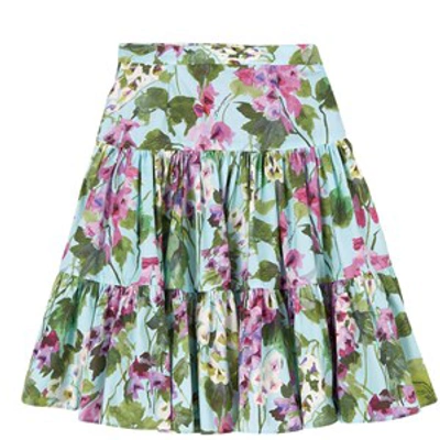 Shop Dolce & Gabbana Green Floral Skirt In Blue