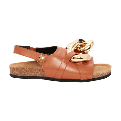Shop Jw Anderson Chain Flat Sandals With Snap In Pecan