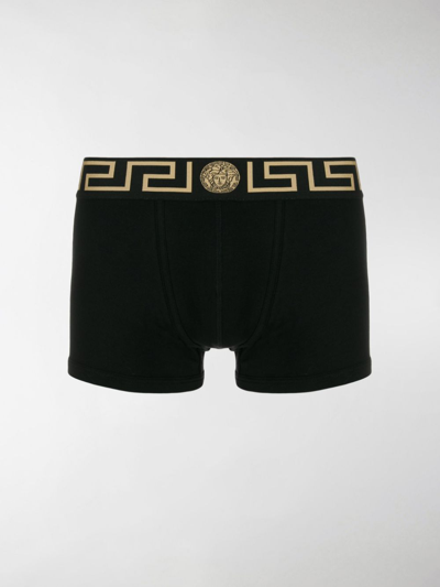 Shop Versace Cotton Boxer In Black