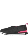 Hogan Rebel Glittered Wool Blend Slip-on Sneakers In Black/pink