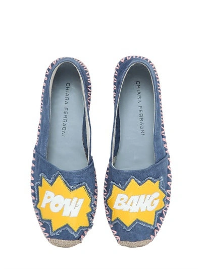 CHIARA FERRAGNI 30MM POW BANG DENIM ESPADRILLES, DENIM/YELLOW 