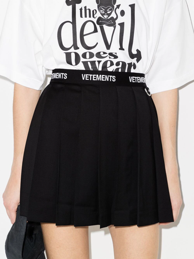 Shop Vetements Pleated Wool Miniskirt In Black