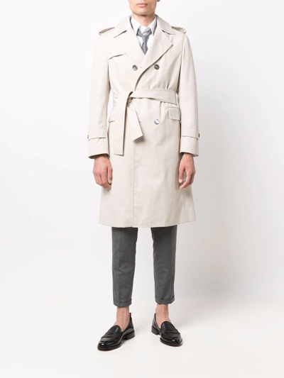 Shop Thom Browne Belted Trench Coat In Neutrals