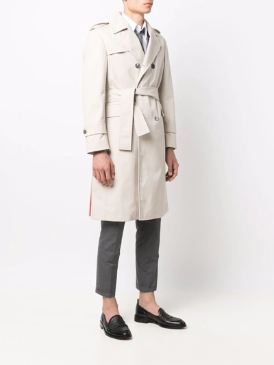 Shop Thom Browne Belted Trench Coat In Neutrals