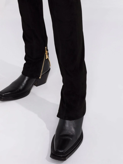 Shop Balmain High-waist Six-button Skinny Trousers In Black