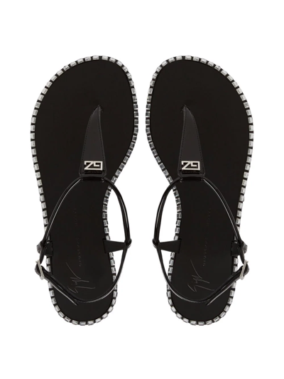 Giuseppe Zanotti Bellatriks T-bar Studded Sandals In Black