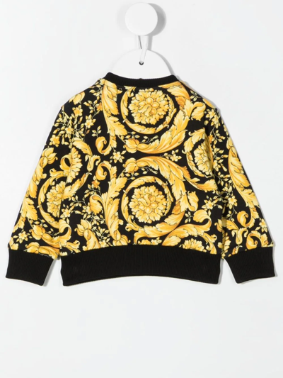 Shop Versace Barocco-print Sweatshirt In Gold