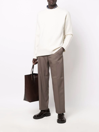 Shop Jil Sander Side-slits Wool Jumper In White
