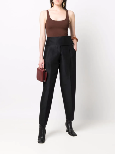 Shop Jil Sander Cropped High-waisted Tuxedo Pants In Black