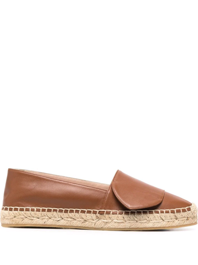 Shop N°21 Leather Flat Espadrilles In Brown