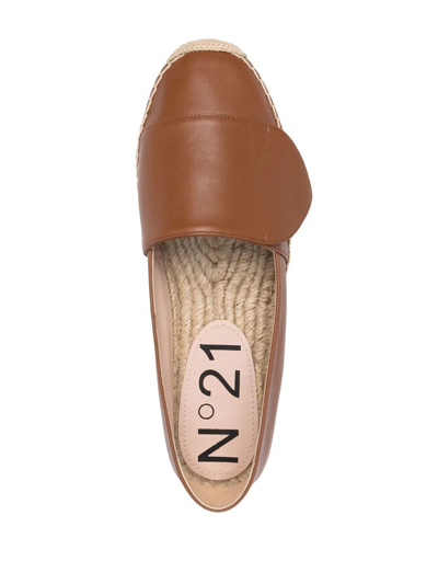 N°21 Leather Flat Espadrilles In Brown