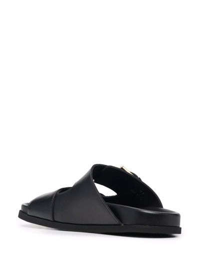 N°21 Buckled Leather Slides In Black