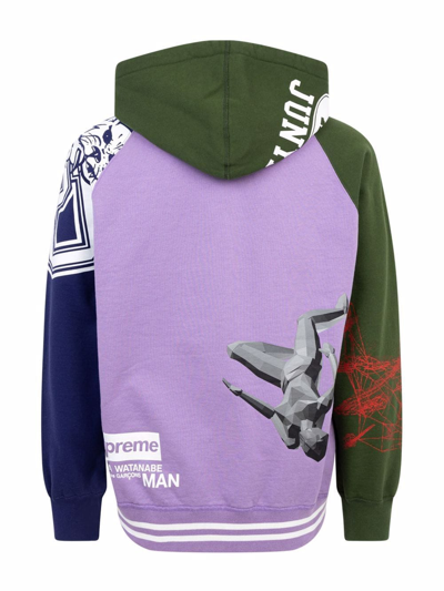 Shop Supreme X Junya Watanabe Zip-up Hoodie In Purple