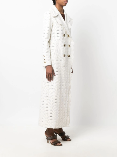 Philipp Plein Long Sangallo Leather Trench Coat In White