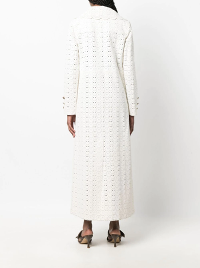 Philipp Plein Long Sangallo Leather Trench Coat In White