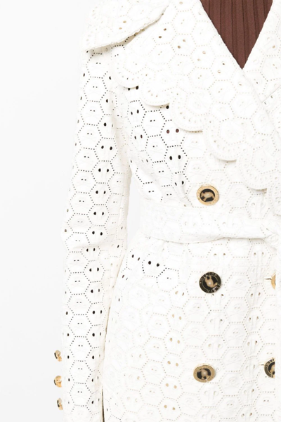 Philipp Plein Long Sangallo Leather Trench Coat In White