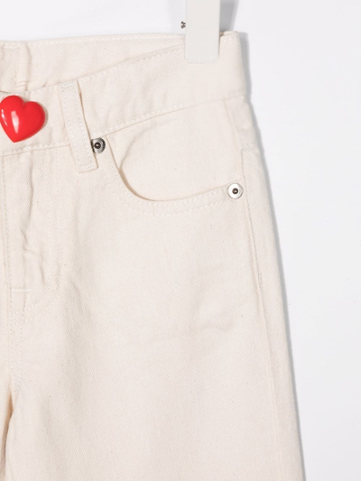 Shop N°21 Heart Button Straight-leg Trousers In White