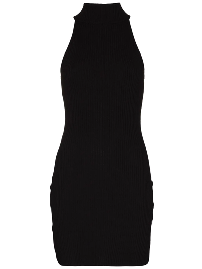 Shop Reformation Mill Rib-knit Minidress In Black