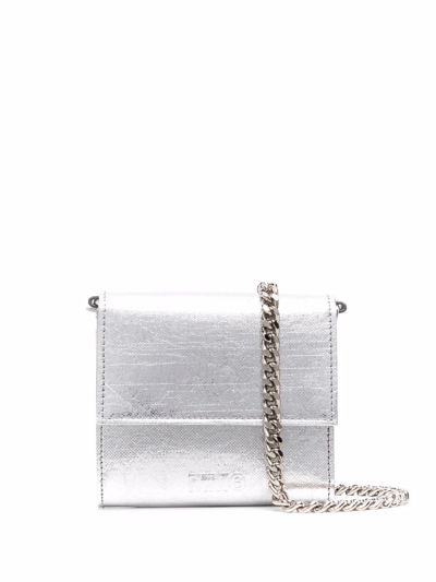 Shop Mm6 Maison Margiela Metallic Chain-strap Purse In Silver