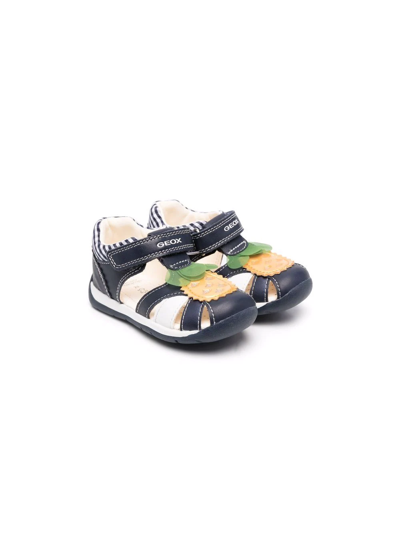Geox Appliqué-detail Open Toe Sandals In Blue