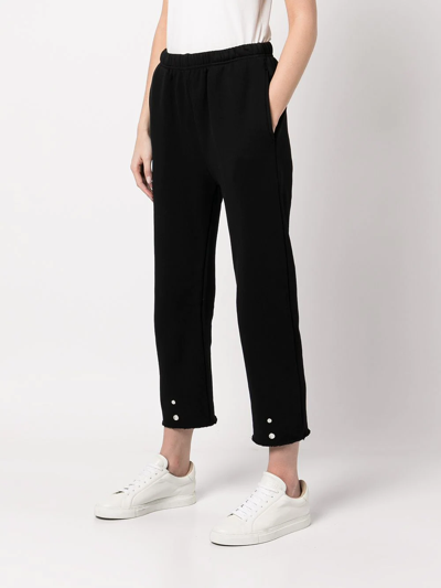 Shop Les Tien Cropped Straight-leg Joggers In Black