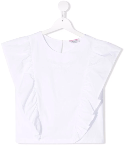 Shop Pinko Teen Ruffle-detail Top In White