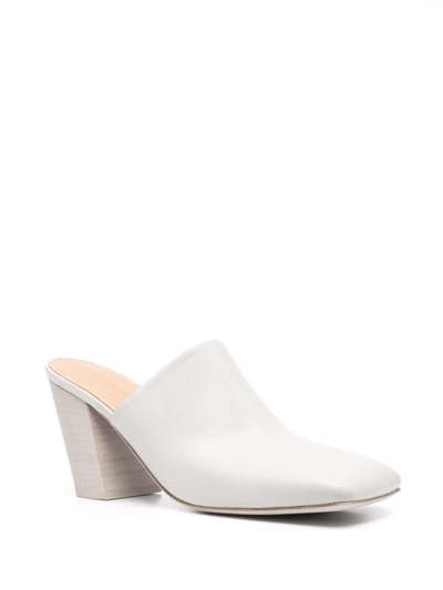 Shop Marsèll Square-toe Leather Mules In Grey