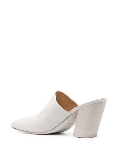 Shop Marsèll Square-toe Leather Mules In Grey