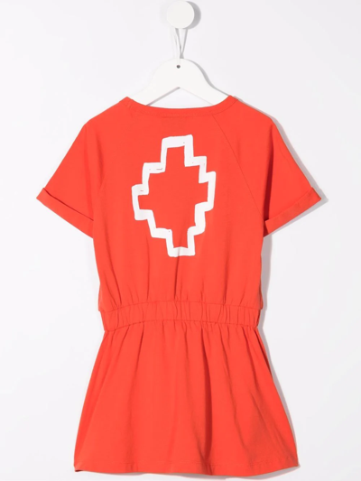 Shop Marcelo Burlon County Of Milan Tempera Cross Logo-print T-shirt Dress In Red