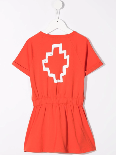 Marcelo Burlon County Of Milan Tempera Cross Logo-print T-shirt Dress In Red