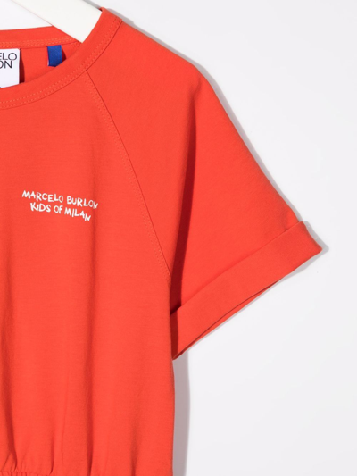 Shop Marcelo Burlon County Of Milan Tempera Cross Logo-print T-shirt Dress In Red