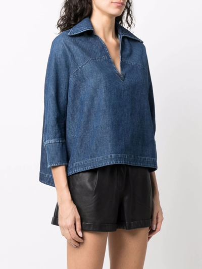 VLOGO 标牌牛仔罩衫